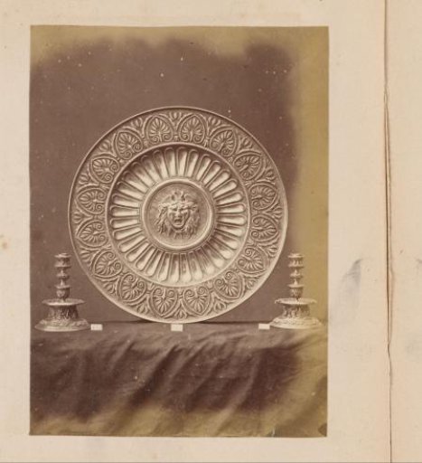 Metal plate and two candlesticks