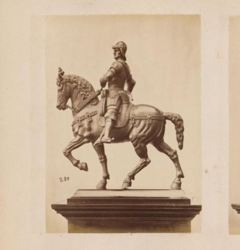 Metal sculpture of a horseman