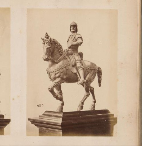 Metal sculpture of a horseman