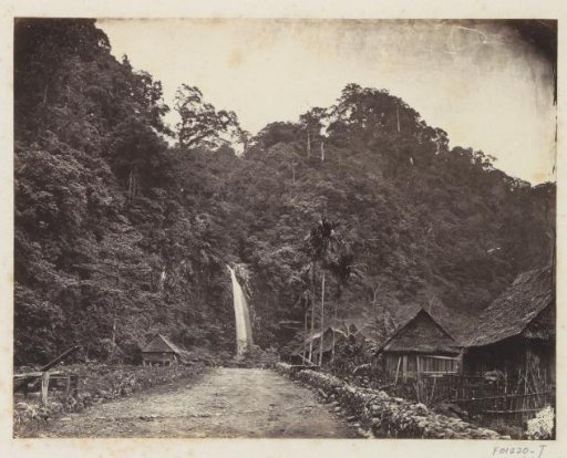 Village with waterfall in Java