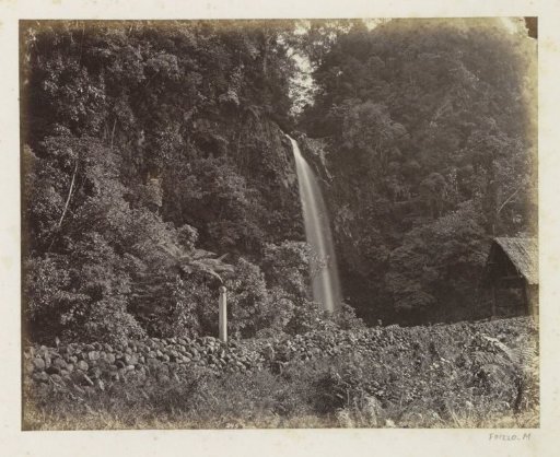 Waterfall near a house in Java