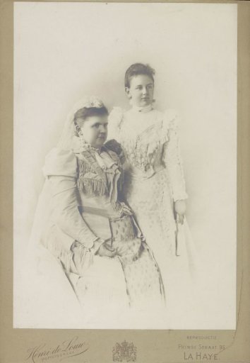 Portrait of the seventeen-year-old Queen Wilhelmina and her Mother Queen Emma