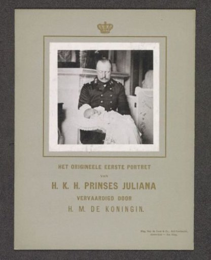 Prince Hendrik with baby Princess Juliana on his lap