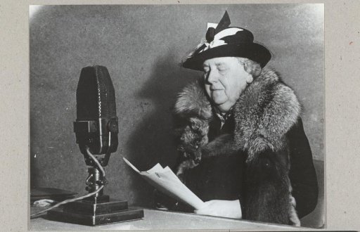 Queen Wilhelmina during a speech for Radio Oranje during the Second World War, London