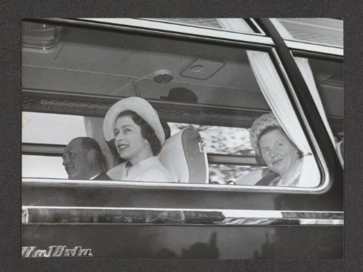King Olaf, Queen Elizabeth, and Queen Juliana in a Bus