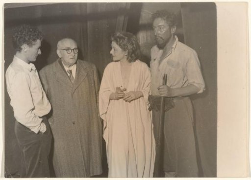 Writer and actors after the performance of Le partage de midi