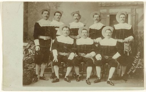 Group in costume, including the opera singer Herman Reuling (second from left)
