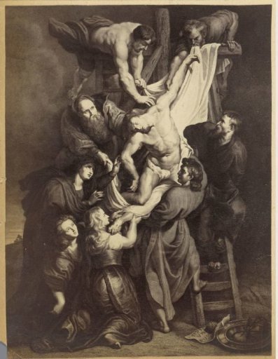 Photographic reproduction of a print after the painting Deposition by Peter Paul Rubens