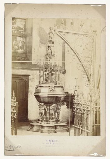 Baptismal font in the St. John's Cathedral in 's-Hertogenbosch