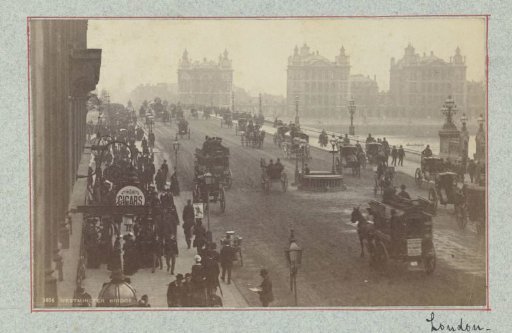 Carriages on Westminster Bridge in London