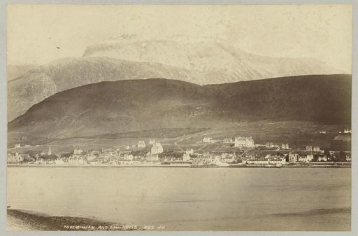 View of Fort William, Scotland, at Loch Linnhe and the foot of Ben Nevis
