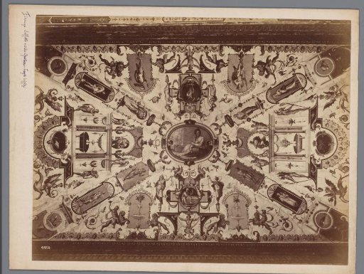 Photographic reproduction of a ceiling painting in the Galleria degli Uffizi at Florence, Italy