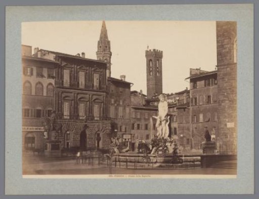 View of the Neptune Fountain on the Piazza della Signoria at Florence, Italy