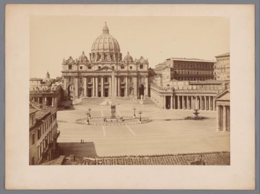 View of St. Peter's Square with the Vatican Obelisk and St. Peter's Basilica in Vatican City, Italy