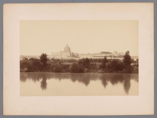 View of the Tiber with St. Peter's Basilica in Vatican City, Italy