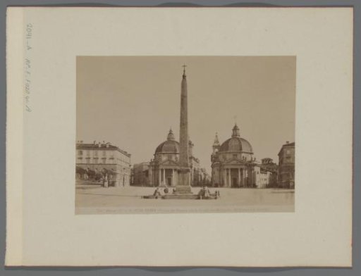 Piazza del Popolo in Rome with obelisk and view of two churches