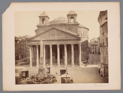 View of the Pantheon and the Macuteo obelisk in Rome, Italy