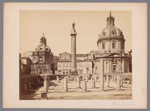 View of the Forum of Trajan with the Santa Maria di Loreto on the left and the Santissimo Nome di Maria al Foro Traiano on the right, Rome