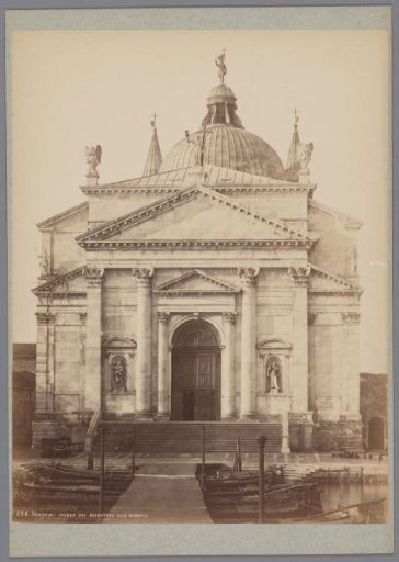 Facade of Il Redentore on the Giudecca quay in Venice