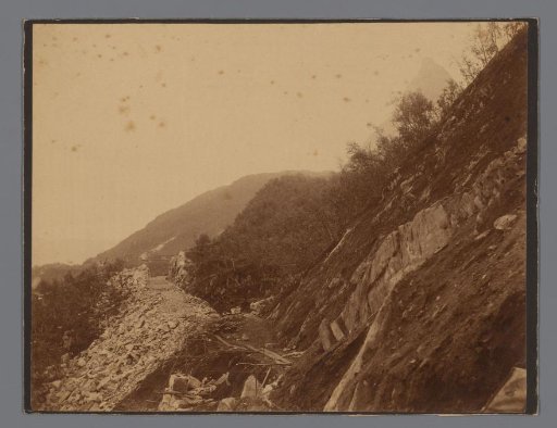 Paved mountain path for the construction of the Luleå - Narvik railway line