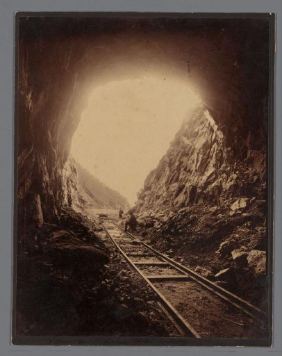 View of the Luleå - Narvik railway line (ore railway line), view from a tunnel