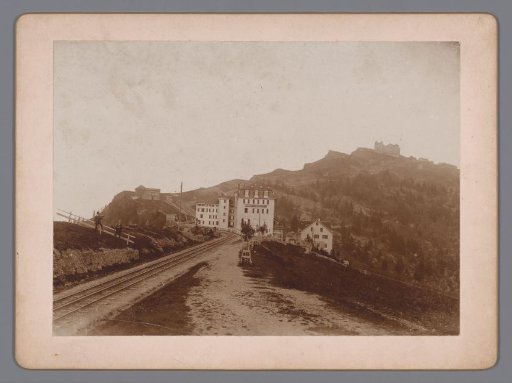 View of a railway line and hotel in Rigi Staffel