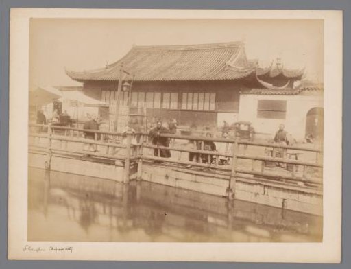 City view at Shanghai with temple