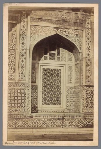 Decorations around a window of the Itimad-ud-Daulah's tomb at Agra, Uttar Pradesh, India
