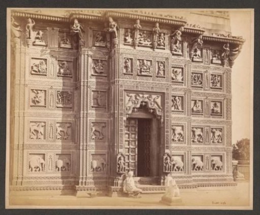 Decorated entrance of the Durga temple at Ramnagar near Varanasi, Uttar Pradesh, India