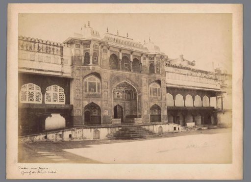 Gate of the Sheesh Mahal in the Amer Fort near Jaipur, Rajasthan, India