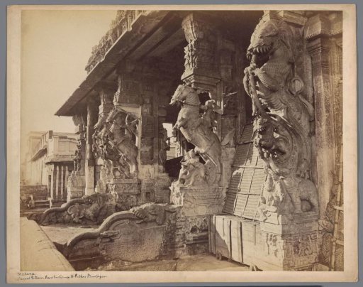 Carved pillars of the Meenakshi temple in Madurai, Tamil Nadu, India
