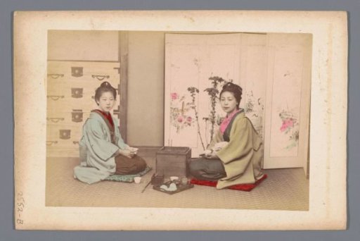 Two unknown Japanese women during tea