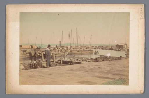 Harbour with fishing boats in Japan