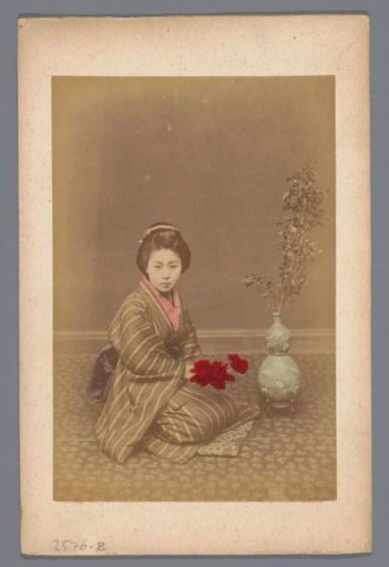 Portrait of an unknown Japanese girl with flowers