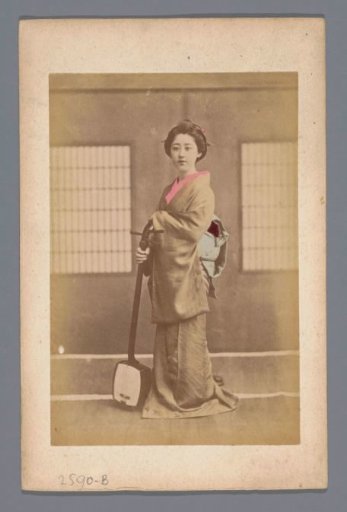 Portrait of an unknown Japanese woman with a shamisen