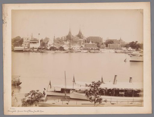 View of the Royal Palace of Bangkok from the opposite side of the Menam