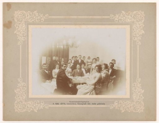 Group portrait of a group around a table