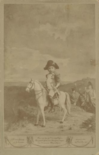 Head of a child photoshopped into a print on the occasion of a twelve-and-a-half-year jubilee