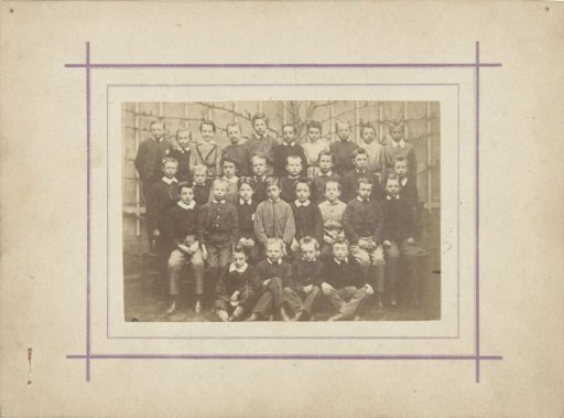 Group portrait of an unknown school class with boys