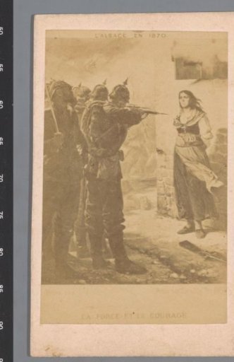 Photographic reproduction of a design by a woman for a firing squad in 1870 in Alsace, France
