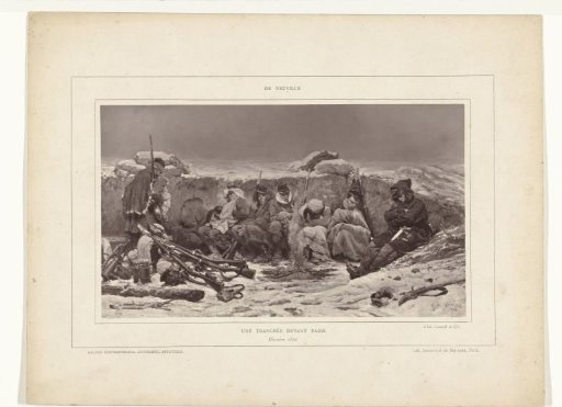 Reproduction of the painting 'Une tranchée devant Paris' by Alphonse de Neuville