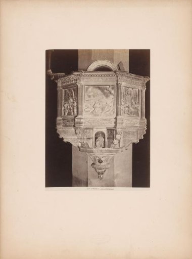 Pulpit after Benedetto da Maiano in the Santa Croce in Florence, Italy