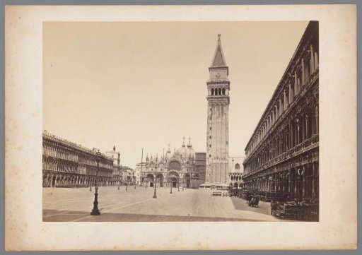 View of St Mark's Square, St Mark's, the Doge's Palace and the campanile in Venice, Italy