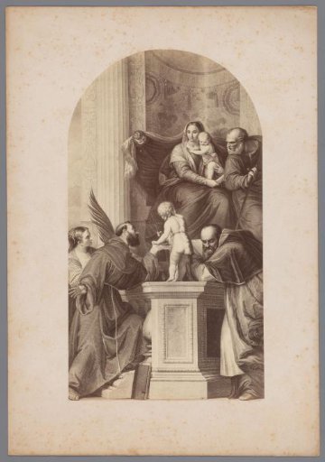 Photographic reproduction of an engraving after the painting Mary, Christ and Saints by Paolo Veronese