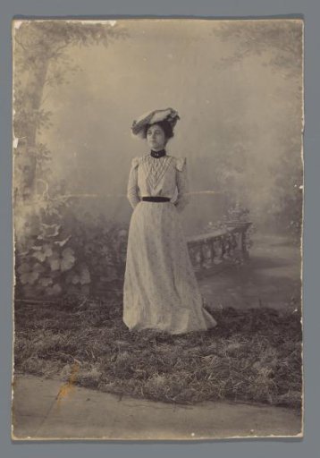 Studio portrait of an unknown young woman, possibly in the Dutch East Indies