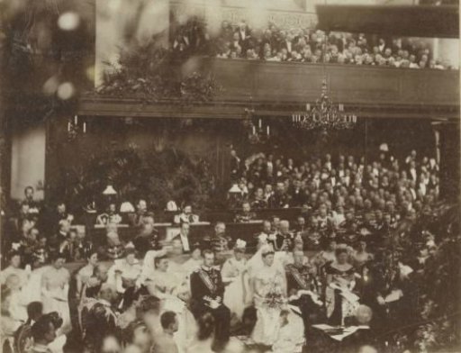 Marriage ceremony between Queen Wilhelmina and Prince Hendrik in the Great Church in The Hague
