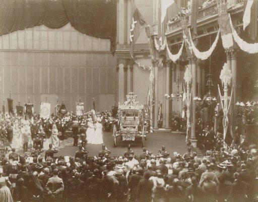 Taking receipt of the Golden Coach by Queen Wilhelmina