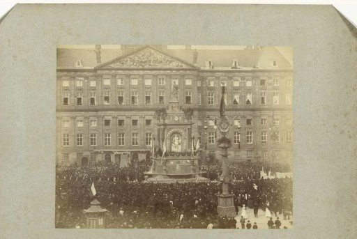 Decorations on the Dam during the April Festivals of 1887 in Amsterdam