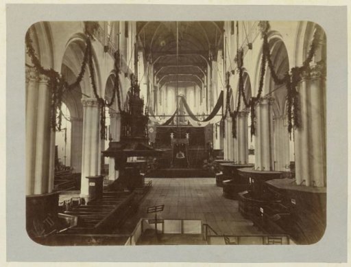 Decoration in the New Church at the reception of William III and Emma in Amsterdam