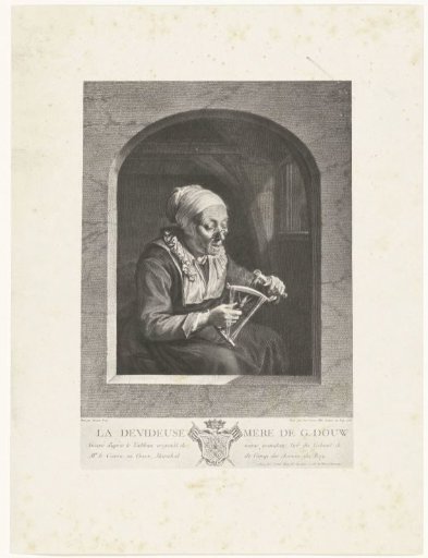 Photomechanical reproduction of the print La Dévideuse after Gerard Dou by Wille
